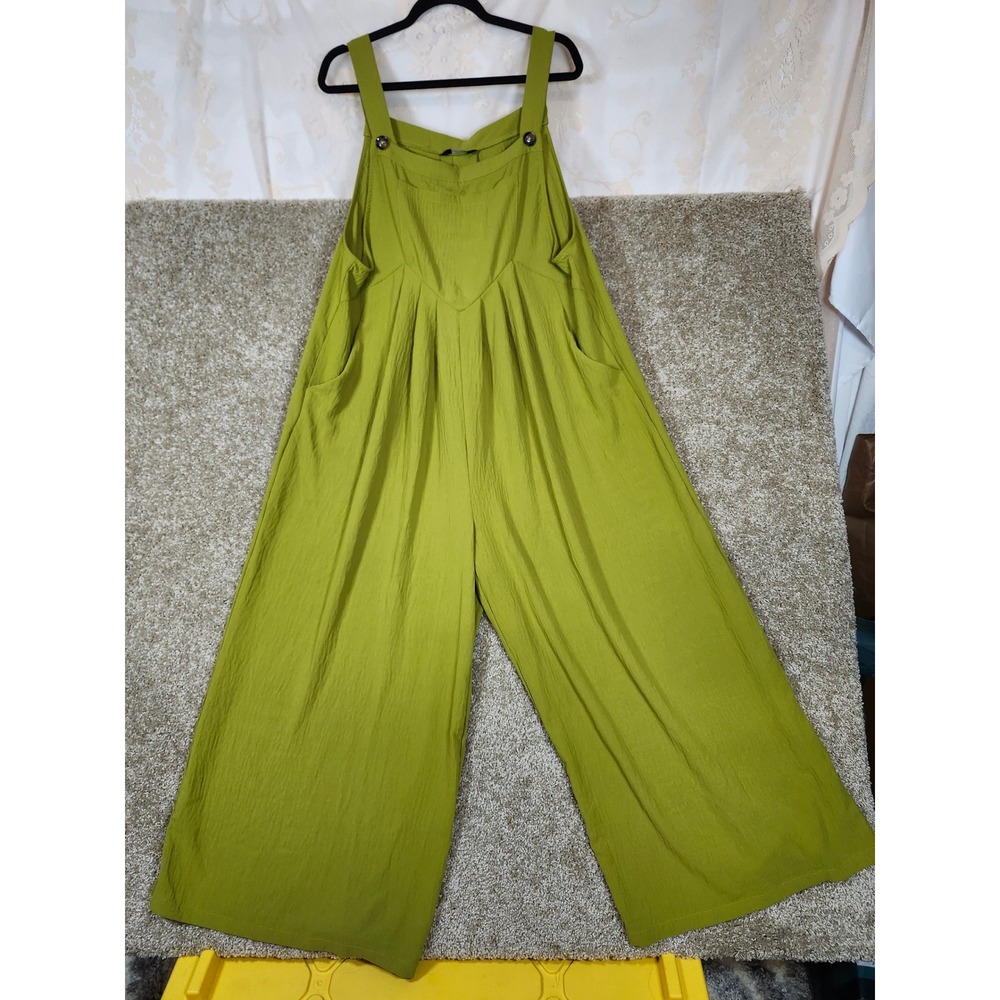 Dokotoo Jumpsuit Lime Green Wide Leg Oversized Boho 2XL